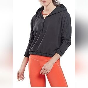 Reebok 4 Core 10 Women's Oversized French Terry 1/4 Zip Hoodie, Night Black XL